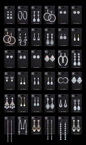 #17571- 36 Pair Dainty to Deluxe CZ Earring Assortment with FREE Display Earrings - Dangle Rhinestone Jewelry Corporation