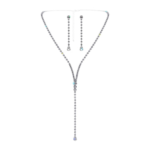 Rhinestone Y-Necklace #17531 Silver