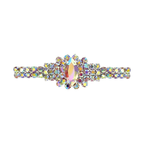 Barrettes #6438AB - Exploding Marquis Rhinestone Barrette - AB Stones