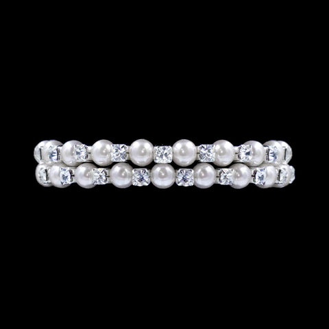 #14541 - Double Wraparound Coil Rhinestone and Pearl Bracelet Bracelets Rhinestone Jewelry Corporation