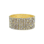 #16021XG - 8 Row Stretch Rhinestone Bracelet - Crystal Gold Bracelets Rhinestone Jewelry Corporation