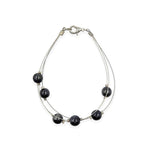 Bracelets #17400 - Cable Wire Jet Bead Bracelet (Limited Supply)