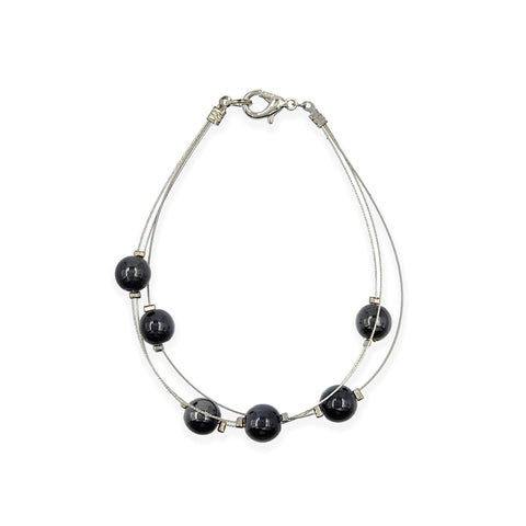 Bracelets #17400 - Cable Wire Jet Bead Bracelet (Limited Supply)