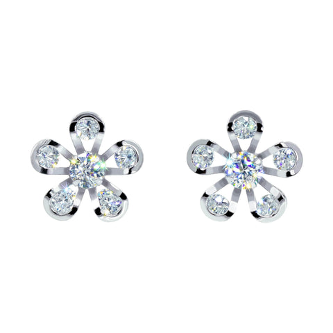 Earrings - Button #16418 - Albert Wess Daisy Flower CZ Earrings (Temporary Sale)