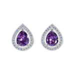 #17448 - Teardrop Brilliance Halo-Set Pear Shape Stud Earrings Earrings - Button Rhinestone Jewelry Corporation