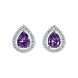 #17448 - Teardrop Brilliance Halo-Set Pear Shape Stud Earrings Earrings - Button Rhinestone Jewelry Corporation