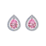 #17448 - Teardrop Brilliance Halo-Set Pear Shape Stud Earrings Earrings - Button Rhinestone Jewelry Corporation