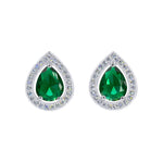 #17448 - Teardrop Brilliance Halo-Set Pear Shape Stud Earrings Earrings - Button Rhinestone Jewelry Corporation