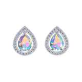 #17448 - Teardrop Brilliance Halo-Set Pear Shape Stud Earrings Earrings - Button Rhinestone Jewelry Corporation