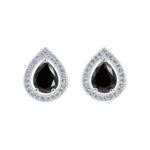 #17448 - Teardrop Brilliance Halo-Set Pear Shape Stud Earrings Earrings - Button Rhinestone Jewelry Corporation