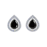 #17448 - Teardrop Brilliance Halo-Set Pear Shape Stud Earrings Earrings - Button Rhinestone Jewelry Corporation
