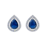 #17448 - Teardrop Brilliance Halo-Set Pear Shape Stud Earrings Earrings - Button Rhinestone Jewelry Corporation