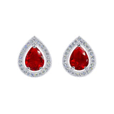 #17448 - Teardrop Brilliance Halo-Set Pear Shape Stud Earrings Earrings - Button Rhinestone Jewelry Corporation