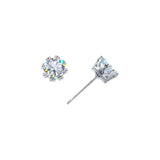 Earrings - Button #17526 - Vintage-Style Crown Setting Cubic Zirconia Stud Earrings - 6mm