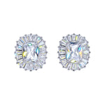 #17443 -  Cushion-Cut Cubic Zirconia Halo-Set Button Earrings Earrings - Button Rhinestone Jewelry Corporation