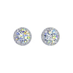 #17444 - Round-Cut Cubic Zirconia Halo-Set Earrings Earrings - Button Rhinestone Jewelry Corporation