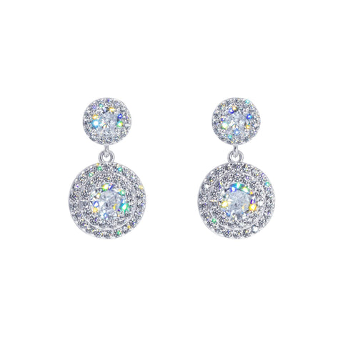 #17449 - 1" Exquisite Two Row Circle Drop CZ Earring Earrings - Dangle Rhinestone Jewelry Corporation