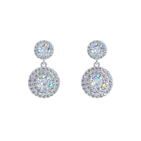 #17449 - 1" Exquisite Two Row Circle Drop Earring Earrings - Dangle Rhinestone Jewelry Corporation