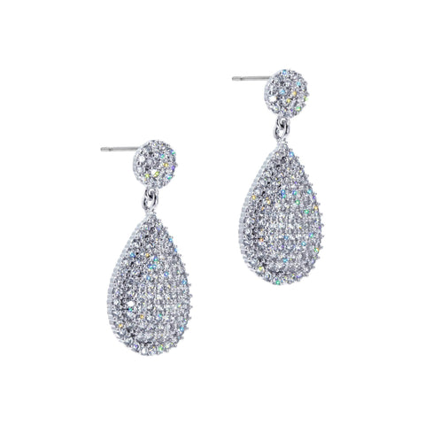 #17451 - Luxurious Teardrop  Pavé Drop Earrings - 1.25" Earrings - Dangle Rhinestone Jewelry Corporation