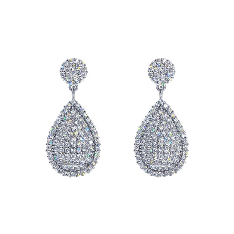 Earrings - Dangle #17451 - Luxurious Teardrop  Pavé Drop Earrings - 1.25"