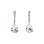 Earrings - Dangle #17457G - Golden Glimmer Pear Drops CZ Earrings