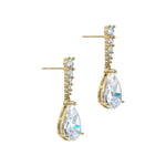 #17457G - Golden Glimmer Pear Drops CZ Earrings Earrings - Dangle Rhinestone Jewelry Corporation