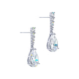 #17457S - Silver Glimmer Pear Drops CZ Earrings Earrings - Dangle Rhinestone Jewelry Corporation