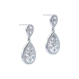 Earrings - Dangle #17459 - Edwardian Pear Drop CZ Earrings - 1.25"