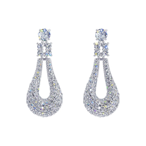#17460 - Flared CZ Door Knocker Earrings - 1.5" Earrings - Dangle Rhinestone Jewelry Corporation