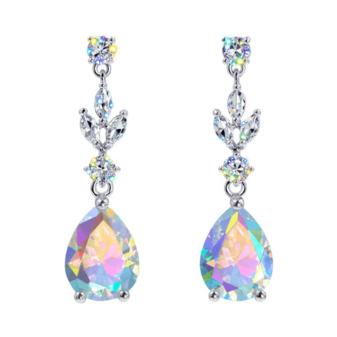 Earrings - Dangle #17462 - Elegant Teardrop Cascade: Gemstone Chandelier Earrings
