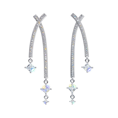 #17465 Stellar Radiance Dangle CZ Earrings Earrings - Dangle Rhinestone Jewelry Corporation