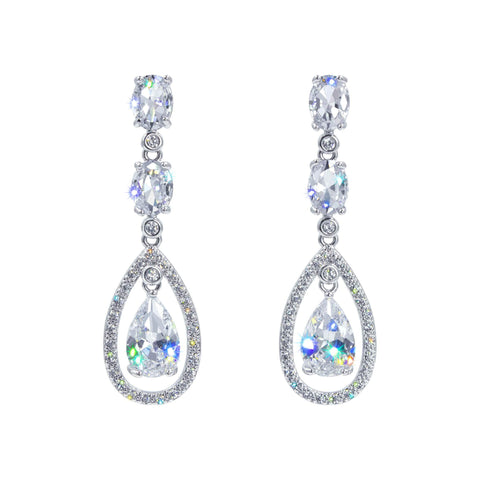 #17467 - Ripple Effect Dangle CZ Earrings Earrings - Dangle Rhinestone Jewelry Corporation