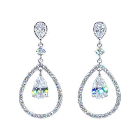 #17468 - Dew Drop Dangle CZ Earrings Earrings - Dangle Rhinestone Jewelry Corporation
