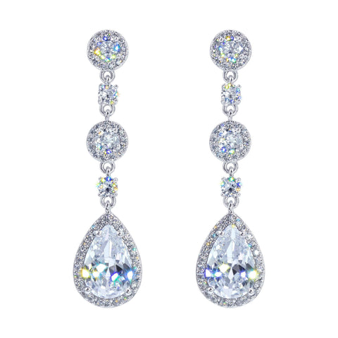 Earrings - Dangle #17471 - Glittering Gala CZ Dangle Earrings - 2.25"