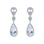 #17472 - Radiant Raindrops Classic Teardrop CZ Drop Earrings - 1.75" Earrings - Dangle Rhinestone Jewelry Corporation