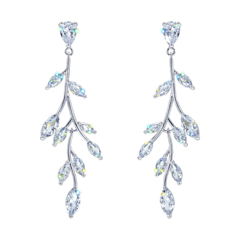 Earrings - Dangle #17474 - Climbing Vine CZ Dangle Earrings - 2.25"