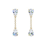 Earrings - Dangle #17486G Pear Link CZ Dangle Earrings - Gold 1.5"