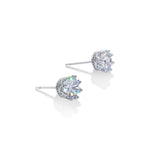 #17526 - Vintage-Style Crown Setting Cubic Zirconia Stud Earrings - 6mm Earrings - Button Rhinestone Jewelry Corporation