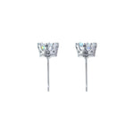 #17526 - Vintage-Style Crown Setting Cubic Zirconia Stud Earrings - 6mm Earrings - Button Rhinestone Jewelry Corporation