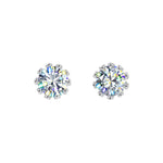 #17568 - Vintage-Style Crown Setting Cubic Zirconia Stud Earrings - 8mm Earrings - Button Rhinestone Jewelry Corporation