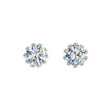 #17568 - Vintage-Style Crown Setting Cubic Zirconia Stud Earrings - 8mm Earrings - Button Rhinestone Jewelry Corporation