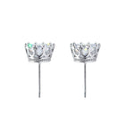 #17568 - Vintage-Style Crown Setting Cubic Zirconia Stud Earrings - 8mm Earrings - Button Rhinestone Jewelry Corporation