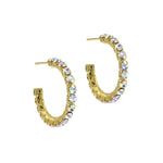 Earrings - Hoop #12155G 1" Rhinestone Hoop Earrings - Gold
