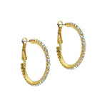 #14982G - 1 3/8" Rhinestone Hoop Earrings - Gold Earrings - Hoop Rhinestone Jewelry Corporation