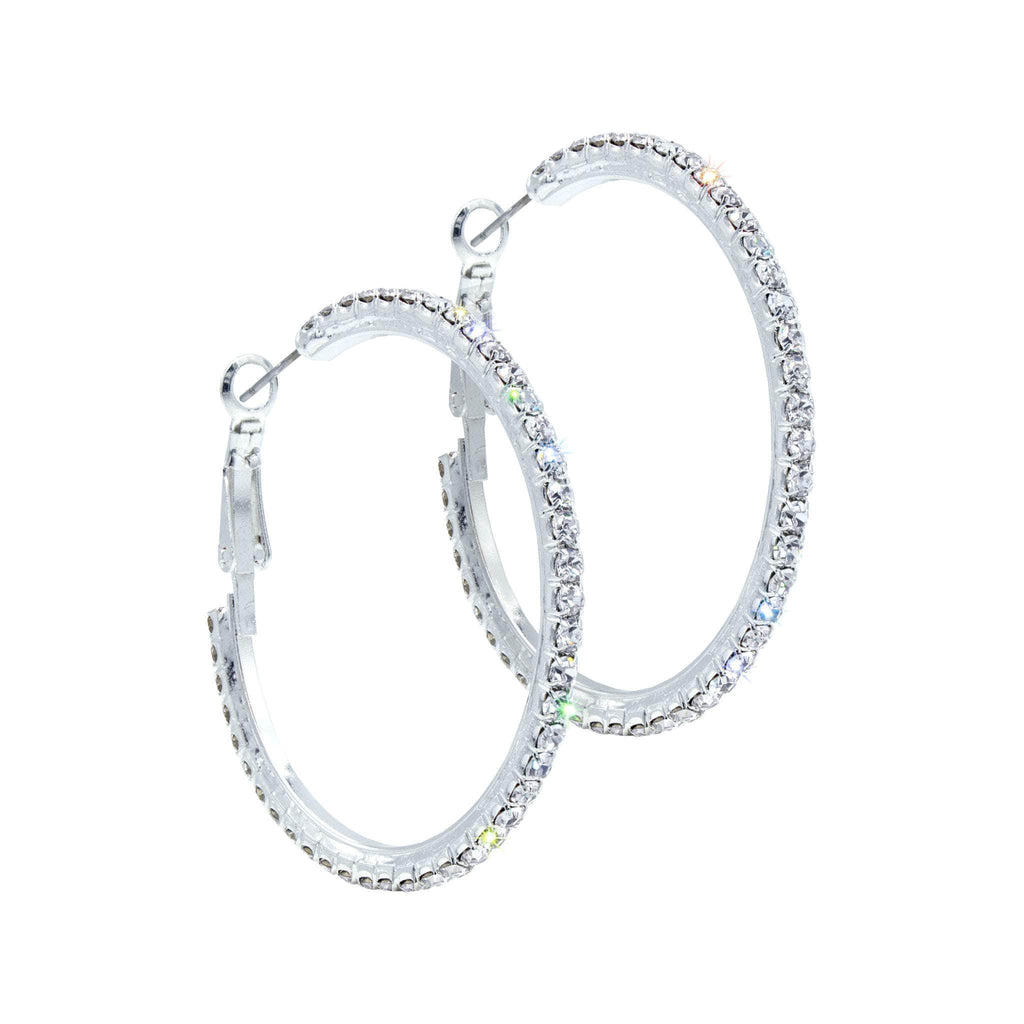 Trio Imitation Rhodium With Glass Crystal Rhinestone Hoop Stud Earring Set  3pc - Wild Fable™ White Crystal : Target