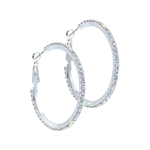 #14984 - 1 3/4" Rhinestone Hoop Earrings Earrings - Hoop Rhinestone Jewelry Corporation