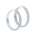 #15018 - Fine Two Row Hoop in Frame Earring - 1.75" Earrings - Hoop Rhinestone Jewelry Corporation