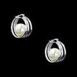 Earrings - Hoop #17386 - Pearl Triple Trapeze Hoop Earring - 1.25" tall