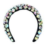 Headbands #17396 - Glitzy AB Velour Headband - 1.5" Wide (acrylic stones)