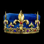 King's Crown #17360-Blue Men's Crowns and Scepters Rhinestone Jewelry Corporation